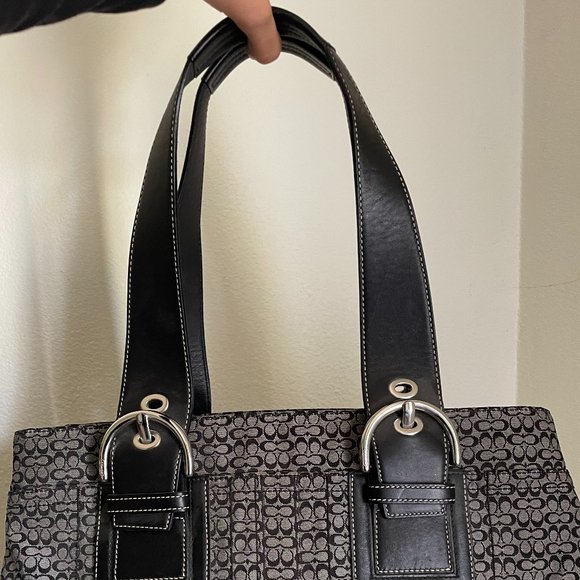 Coach Leather Tote Bag - Black and Grey #M0720-F10928 - Picture 7 of 7